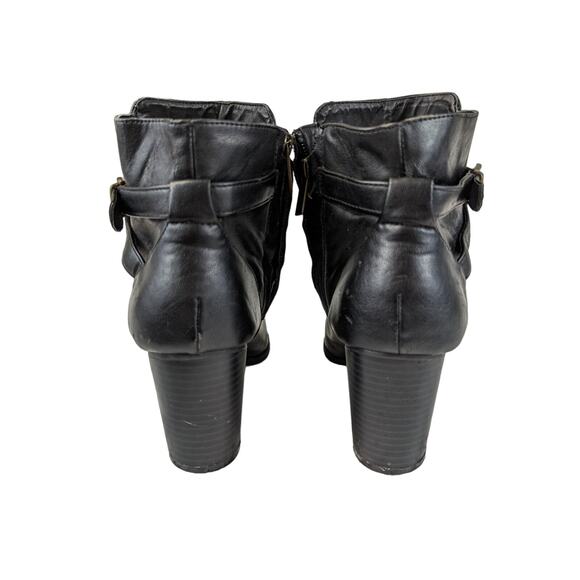 NWOT! KENNETH COLE REACTION! 1 SHOW! BLACK FAUX LEATHER CHUNKY HEELS! SZ 10 - Picture 6 of 9